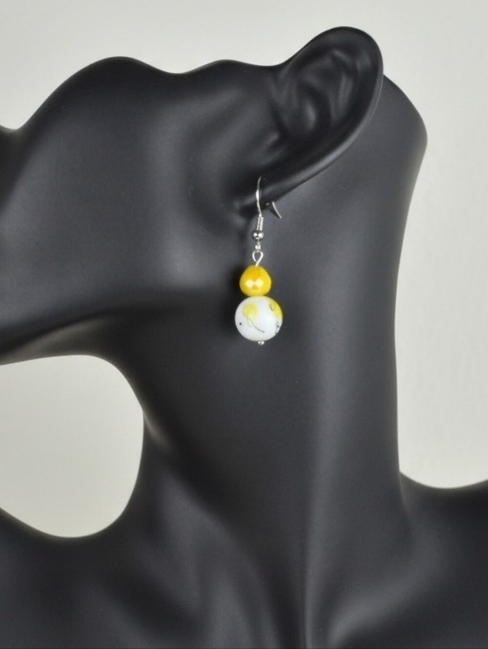 NWT Yellow and White Two-Tone Dangle Earrings